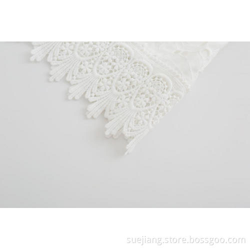Women Puff Sleeve Shoulder Off Lace Embroidery Dress